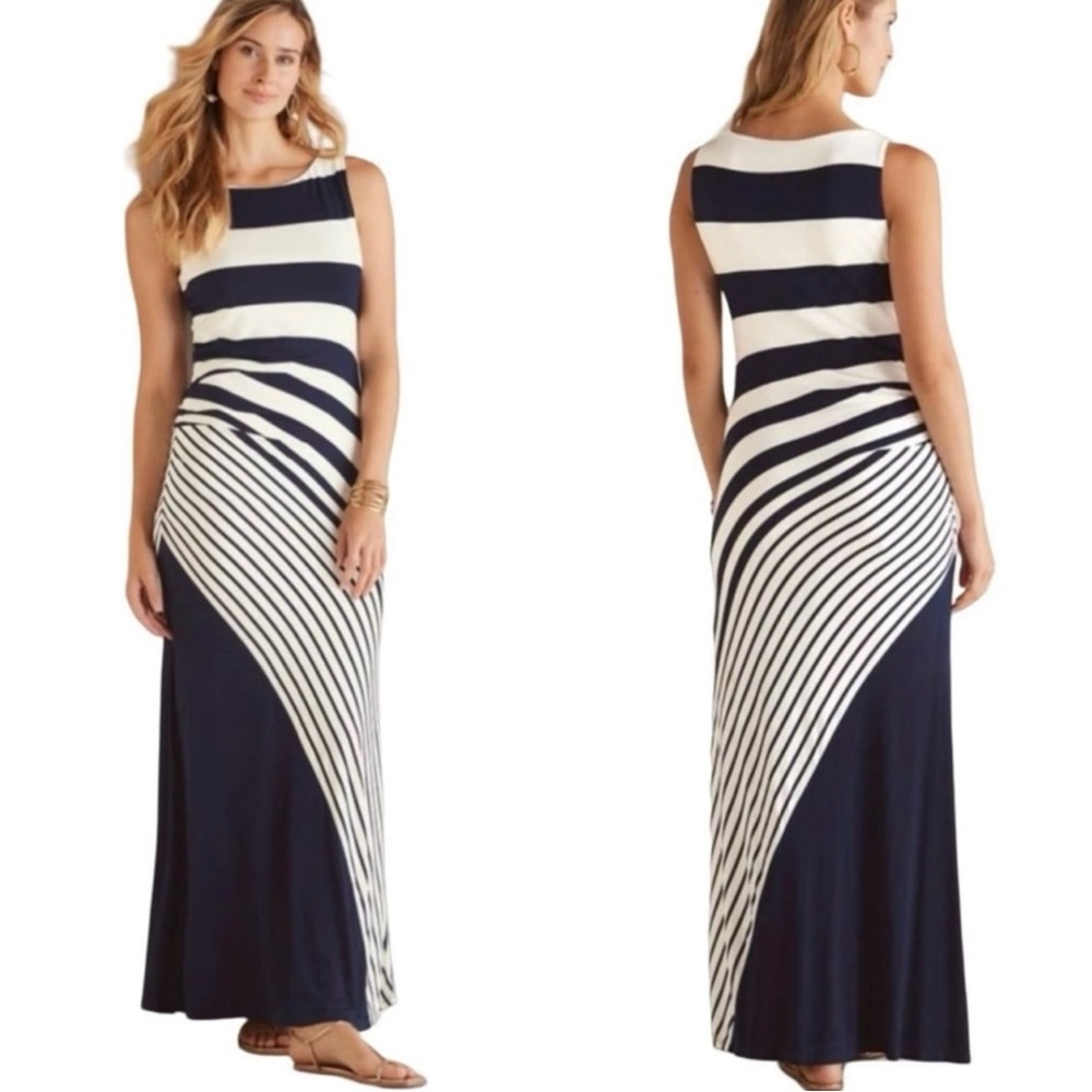 Soft Surroundings Vela Infinity Dress Blue & White Stripe Size Large